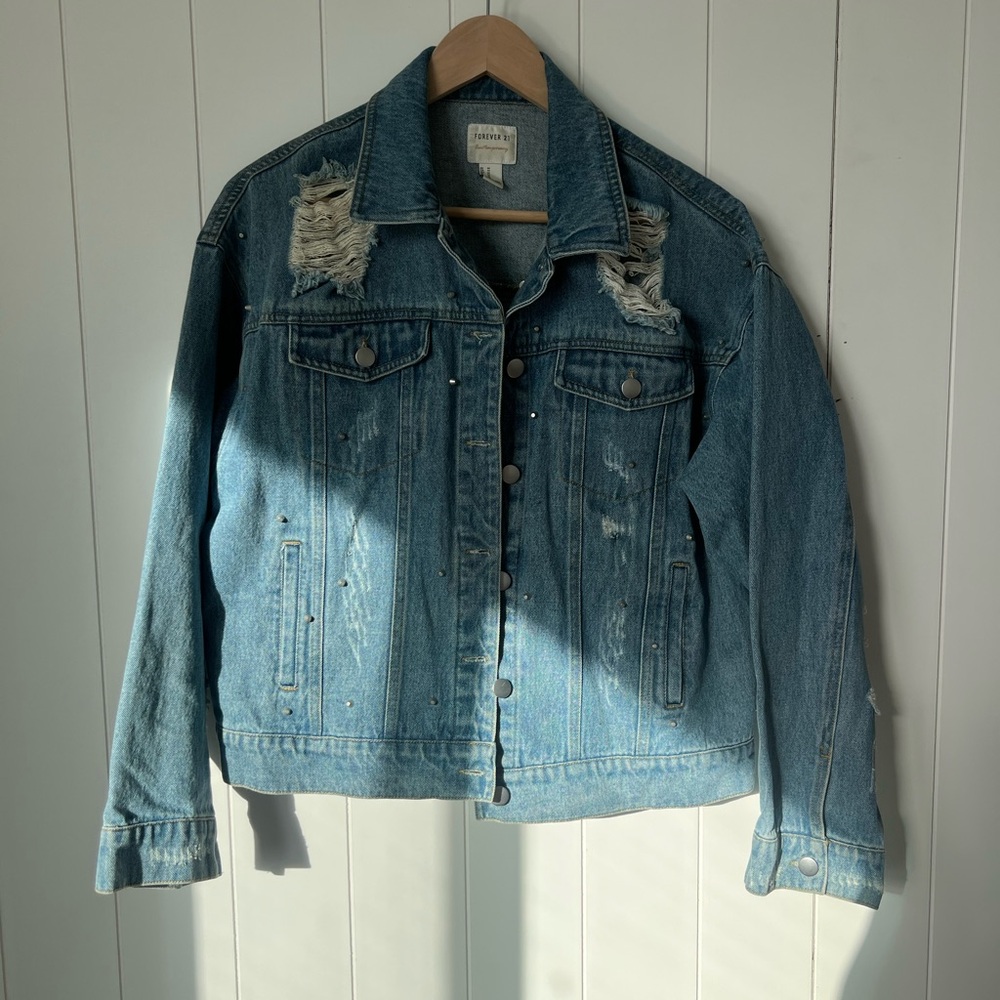 Forever 21 Distressed Denim Jacket